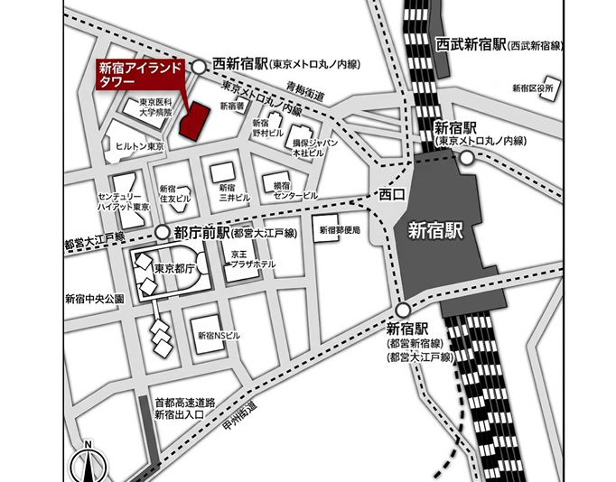 新宿西口側の地図